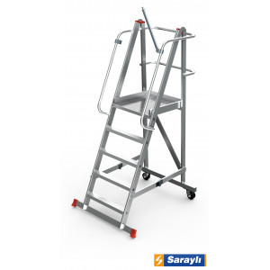Одностороння складная лестница-платформа на колесах SARAYLI 7 ст. 8106